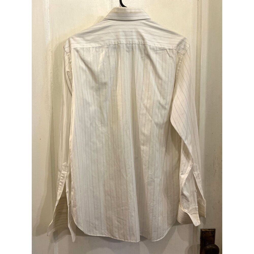 Brioni White Stripe 100% Cotton Button Up Shirt Top  Mens Size 14.5 - Picture 6 of 10